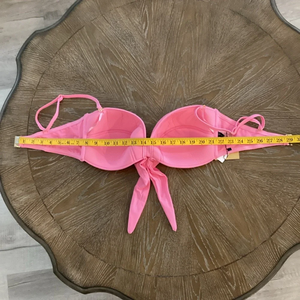 Aurum Bright Pink Bandeau Bikini Top Knotted Bikini Top Size 10 - Picture 11 of 14